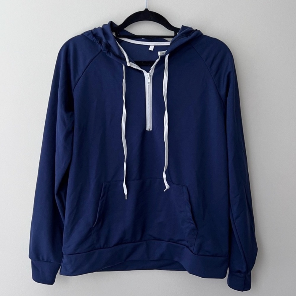 KOREAN STYLE |  S  | Navy Half Zip Hoodie